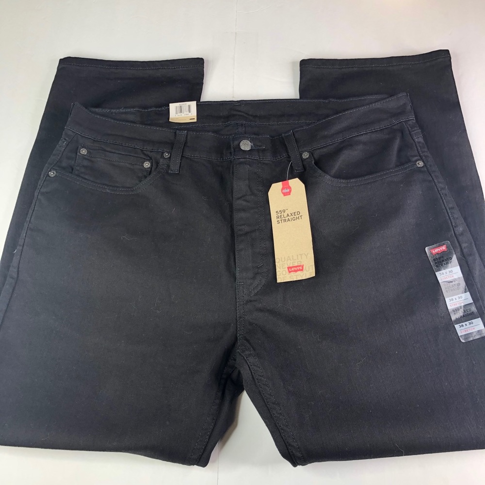 Levi's 559 Black 38x30 Relaxed Straight Jeans NWT